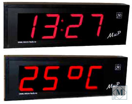 Светодиодные офисные часы-термометр «Мир» от ИВФ «Микротех»